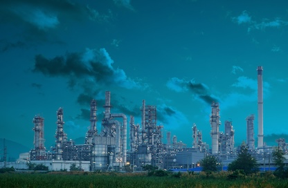 Industrial fossil fuel processing plant